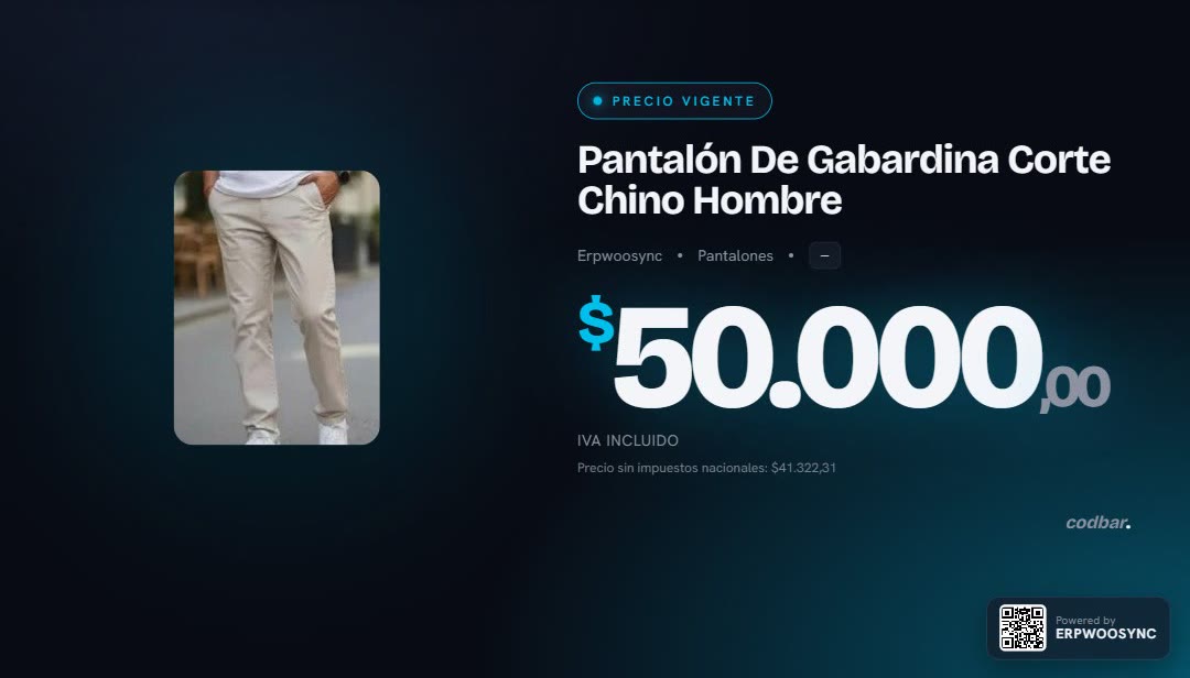 Estilo Exhibidor: pantalla oscura premium con precio gigante